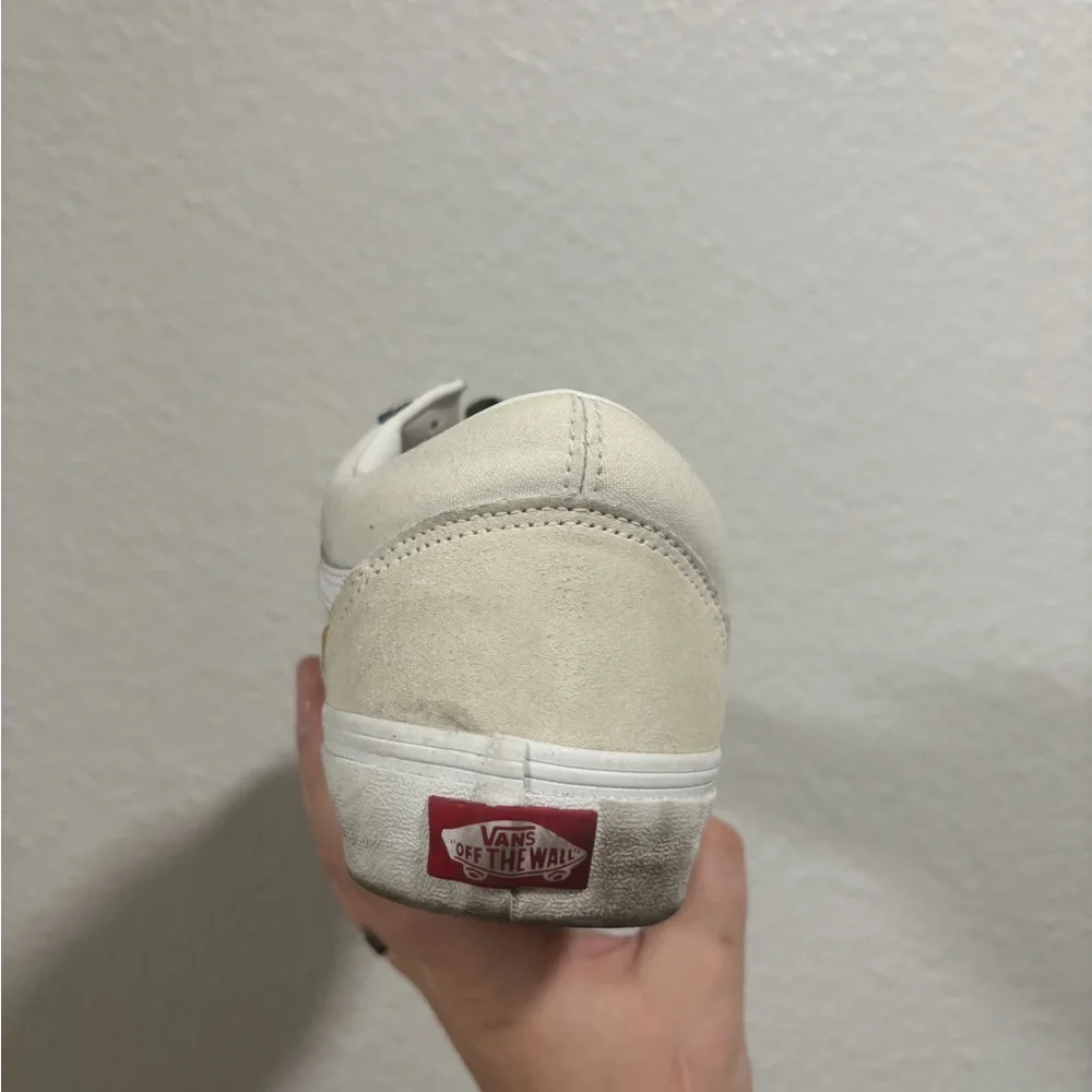 Vans Off-White Sneaker with Yellow Lightning Accent and Dark Green Laces - Picture 3 of 8